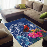 Personalized Samoa Christmas Area Rug Cardinal Honeyeater Mix Siapo LT7 - Polynesian Pride