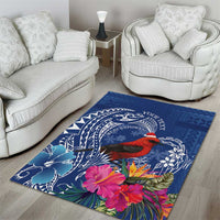 Personalized Samoa Christmas Area Rug Cardinal Honeyeater Mix Siapo LT7 - Polynesian Pride