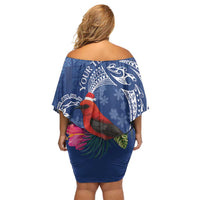 Personalized Samoa Christmas Family Matching Off Shoulder Short Dress and Hawaiian Shirt Cardinal Honeyeater Mix Siapo