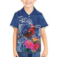 Personalized Samoa Christmas Family Matching Off Shoulder Short Dress and Hawaiian Shirt Cardinal Honeyeater Mix Siapo