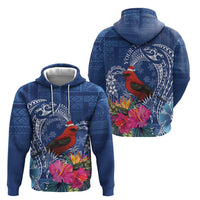 Personalized Samoa Christmas Hoodie Cardinal Honeyeater Mix Siapo LT7 - Polynesian Pride