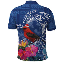 Personalized Samoa Christmas Polo Shirt Cardinal Honeyeater Mix Siapo LT7 - Polynesian Pride