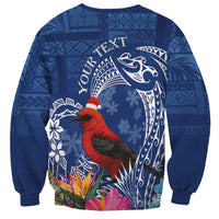 Personalized Samoa Christmas Sweatshirt Cardinal Honeyeater Mix Siapo