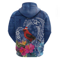 Personalized Samoa Christmas Zip Hoodie Cardinal Honeyeater Mix Siapo