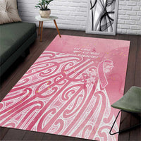 Breast Cancer Awareness Maori Area Rug Kia Kaha Kia Maia Kia Manawanui - Polynesian Pride