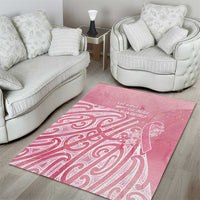 Breast Cancer Awareness Maori Area Rug Kia Kaha Kia Maia Kia Manawanui - Polynesian Pride