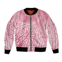 Breast Cancer Awareness Maori Bomber Jacket Kia Kaha Kia Maia Kia Manawanui - Polynesian Pride