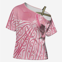 Breast Cancer Awareness Maori Cross Shoulder Shirt Kia Kaha Kia Maia Kia Manawanui - Polynesian Pride