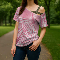 Breast Cancer Awareness Maori Cross Shoulder Shirt Kia Kaha Kia Maia Kia Manawanui - Polynesian Pride