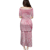 Breast Cancer Awareness Maori Family Matching Puletasi and Hawaiian Shirt Kia Kaha Kia Maia Kia Manawanui - Polynesian Pride