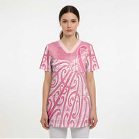 Breast Cancer Awareness Maori Scrub Top Kia Kaha Kia Maia Kia Manawanui - Polynesian Pride