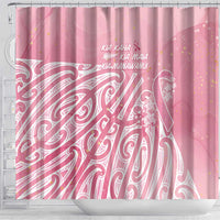 Breast Cancer Awareness Maori Shower Curtain Kia Kaha Kia Maia Kia Manawanui - Polynesian Pride