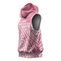 Breast Cancer Awareness Maori Sleeveless Hoodie Kia Kaha Kia Maia Kia Manawanui - Polynesian Pride