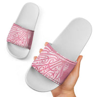 Breast Cancer Awareness Maori Slide Sandals Kia Kaha Kia Maia Kia Manawanui - Polynesian Pride