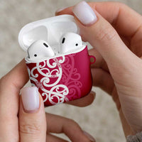 Breast Cancer Awareness Maori AirPods Case Koru Kowhaiwhai LT7 - Polynesian Pride