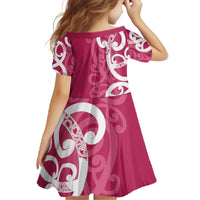 Breast Cancer Awareness Maori Family Matching Off The Shoulder Long Sleeve Dress and Hawaiian Shirt Koru Kowhaiwhai - Polynesian Pride