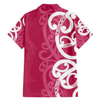 Breast Cancer Awareness Maori Family Matching Off The Shoulder Long Sleeve Dress and Hawaiian Shirt Koru Kowhaiwhai - Polynesian Pride