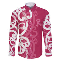 Breast Cancer Awareness Maori Family Matching Short Sleeve Bodycon Dress and Hawaiian Shirt Koru Kowhaiwhai - Polynesian Pride