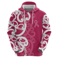 Breast Cancer Awareness Maori Hoodie Koru Kowhaiwhai - Polynesian Pride