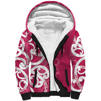 Breast Cancer Awareness Maori Sherpa Hoodie Koru Kowhaiwhai - Polynesian Pride