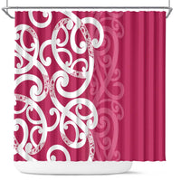 Breast Cancer Awareness Maori Shower Curtain Koru Kowhaiwhai - Polynesian Pride