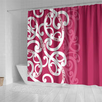 Breast Cancer Awareness Maori Shower Curtain Koru Kowhaiwhai - Polynesian Pride