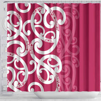 Breast Cancer Awareness Maori Shower Curtain Koru Kowhaiwhai - Polynesian Pride