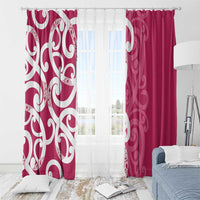 Breast Cancer Awareness Maori Window Curtain Koru Kowhaiwhai - Polynesian Pride