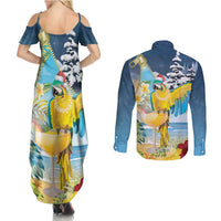 Funny Tropical Christmas Couples Matching Summer Maxi Dress and Long Sleeve Button Shirt Tis The Season To Get Tipsy LT7 - Polynesian Pride