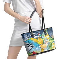 Funny Tropical Christmas Leather Tote Bag Tis The Season To Get Tipsy LT7 - Polynesian Pride