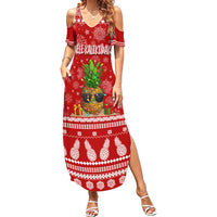 Hawaii Pineapple Christmas Family Matching Summer Maxi Dress and Hawaiian Shirt Mele Kalikimaka LT7 Mom's Dress Red - Polynesian Pride
