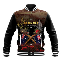 Australia - New Zealand ANZAC Baseball Jacket Gallipoli ANZAC Cove Landing LT7 Unisex Black - Polynesian Pride
