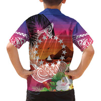 Kia Orana Cook Islands Family Matching Off Shoulder Short Dress and Hawaiian Shirt Sunset Dream