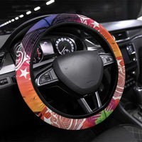 Kia Orana Cook Islands Steering Wheel Cover Sunset Dream LT7 Universal Fit Art - Polynesian Pride