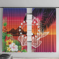 Kia Orana Cook Islands Window Curtain Sunset Dream LT7 With Hooks Art - Polynesian Pride