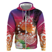 Kia Orana Cook Islands Zip Hoodie Sunset Dream