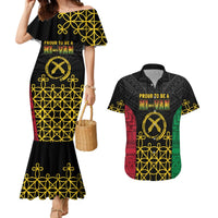 Vanuatu Indipendens Dei Couples Matching Mermaid Dress and Hawaiian Shirt Tribal Sand Drawing LT7 Colorful - Polynesian Pride