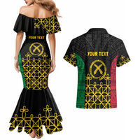 Vanuatu Indipendens Dei Couples Matching Mermaid Dress and Hawaiian Shirt Tribal Sand Drawing LT7 - Polynesian Pride