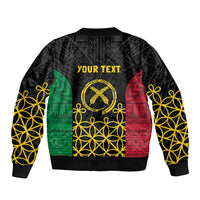 Vanuatu Indipendens Dei Sleeve Zip Bomber Jacket Tribal Sand Drawing LT7 - Polynesian Pride