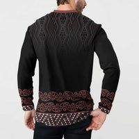 Maori Taniko Patterns Button Sweatshirt Brown Niho Taniwha Mix Paatiki Motifs LT7 - Polynesian Pride