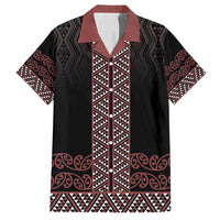Maori Taniko Patterns Family Matching Off Shoulder Short Dress and Hawaiian Shirt Brown Niho Taniwha Mix Paatiki Motifs