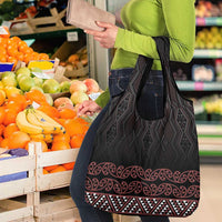 Maori Taniko Patterns Grocery Bag Brown Niho Taniwha Mix Paatiki Motifs LT7 - Polynesian Pride