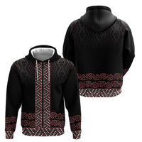 Maori Taniko Patterns Hoodie Brown Niho Taniwha Mix Paatiki Motifs