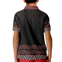 Maori Taniko Patterns Kid Polo Shirt Brown Niho Taniwha Mix Paatiki Motifs