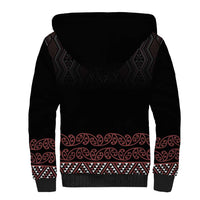 Maori Taniko Patterns Sherpa Hoodie Brown Niho Taniwha Mix Paatiki Motifs LT7 - Polynesian Pride