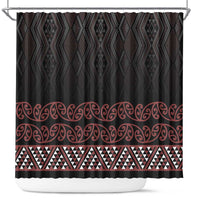 Maori Taniko Patterns Shower Curtain Brown Niho Taniwha Mix Paatiki Motifs LT7 Brown - Polynesian Pride