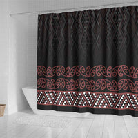 Maori Taniko Patterns Shower Curtain Brown Niho Taniwha Mix Paatiki Motifs LT7 - Polynesian Pride