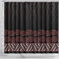 Maori Taniko Patterns Shower Curtain Brown Niho Taniwha Mix Paatiki Motifs LT7 - Polynesian Pride