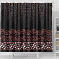 Maori Taniko Patterns Shower Curtain Brown Niho Taniwha Mix Paatiki Motifs LT7 - Polynesian Pride
