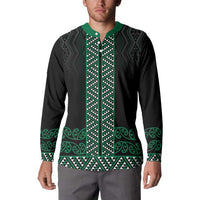 Maori Taniko Patterns Button Sweatshirt Pounamu Niho Taniwha Mix Paatiki Motifs LT7 - Polynesian Pride